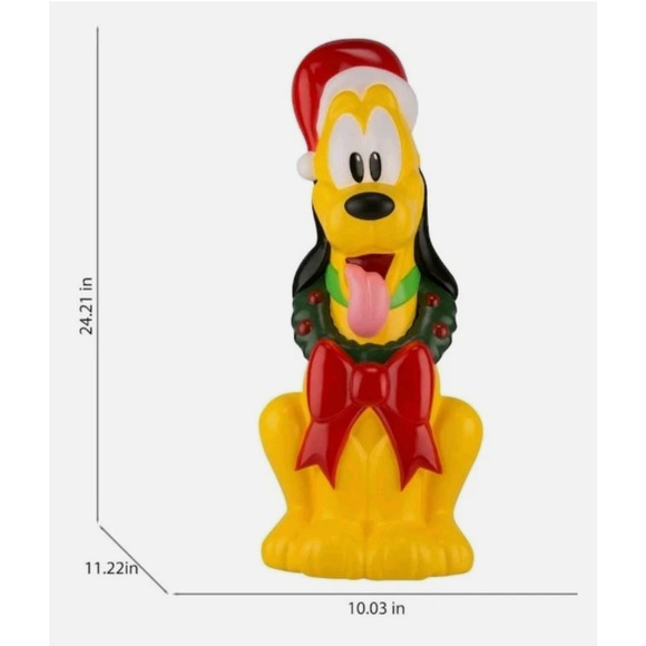 2FT Disney's Pluto in Santa Hat Lighted Christmas Blow Mold Yard Decor - Picture 4 of 4